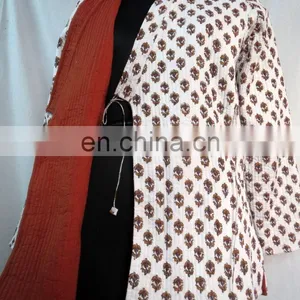 Cotton Quilted Kimono Style Women Jacket Secy Reversible Coat thumbnail-5