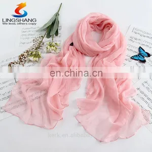 Ladies Spring Floral Muslim Hijab,stereo Embroidery Pattern, Plain Silk Chiffon Shawls,women Scarves thumbnail-2