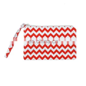 R0035 Red Chevron Canvas Stylish Coin Bag, Cellphone Bag thumbnail-1