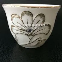 Small Good Sale Arabic Style Ceramics Cawa Coffee Cup With Gold Flower Design thumbnail-1