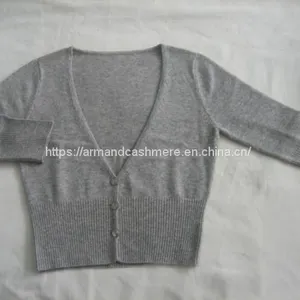 Women's Deep V Neck Cashmere Cardigan Sweater (040W) thumbnail-2
