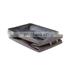 2020 Best Selling Gray Cotton Hemp Children's Toys Folding Cloth Foldable Portable Storage Box thumbnail-1