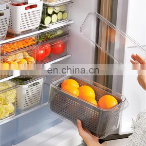 Amazon Hot Fridge Organizers Set Storage Clear Box Bins Bpa Free PET Plastic Food Container Kitchen Storage Organizer With Lid thumbnail-4