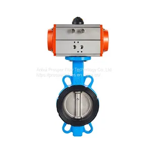 Wafer Pneumatic Porsioner Dust Air 304 Stainless Steel Butterfly Valve thumbnail-1