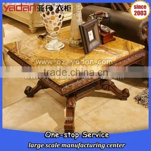 Luxury Modern Wood Marble Top Coffee Table thumbnail-1