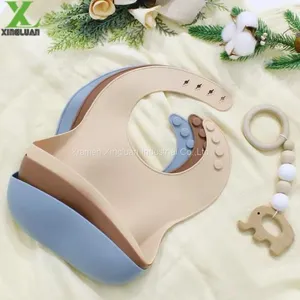 Hot Selling Soft Silicone Safe for Baby and Easy to Clean Waterproof Baby Bibs thumbnail-1