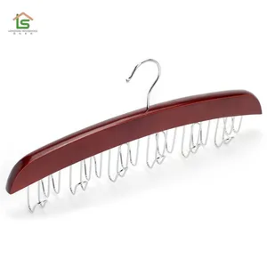 Custom Luxury Wooden Scarf Neck Tie Belt Hangers For Display thumbnail-3