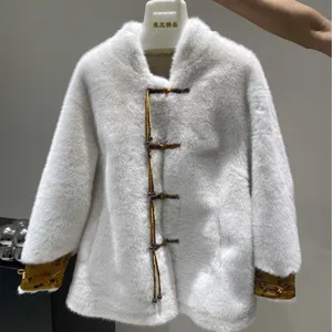 European Station's New Autumn and Winter Fur One-piece Chinese-style Button-down Mink Coat for Women thumbnail-2