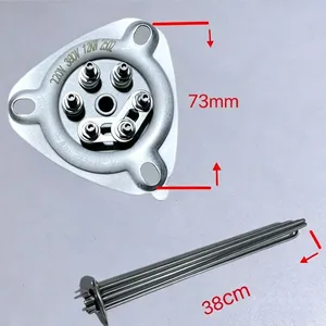 Triangular Flange Stainless Steel Immersion Water Heating Element 73mm Mount 380V 12KW 380mm Tube Length Electric Water Heater Heating Tube thumbnail-1