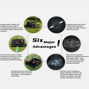 Wireless Brush Cutter Self-Locking Worm Gear Garden Robot Mower Lawn Mower on Tracks For Large Landscapes thumbnail-4