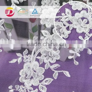 Wholesale Cheap Nylon Cotton African Guipure Lace Fabric for Dress Flower Embroidered in 2016 thumbnail-4
