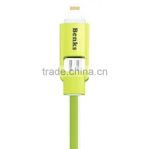 BENKS Jelly Series 2in1Reversible USB Cable for Ios and Android Mobile Phone Blue Light Indicator Sync and Charging 1m Cable thumbnail-6