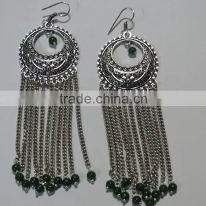 Victorian Style Aventurine Gemstone Earrings Oxodised Finish thumbnail-3