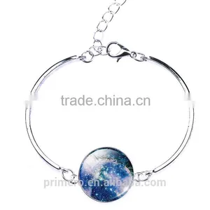 Sterling Silver Star Moon Glass Cabochon Charm Bracelets & Bangles Fashion Jewelry thumbnail-6