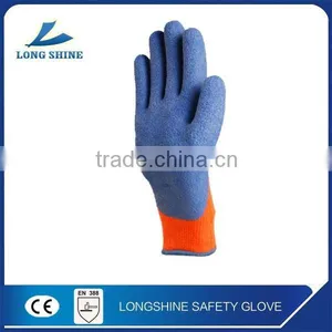 10G Hi-viz Orange Poly/cotton Liner With Blue Latex Coated Safety Working Glove thumbnail-3