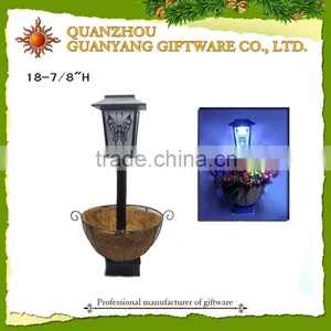 Solar Garden Lantern With Flower Pot Bird House Bird Feeder thumbnail-1