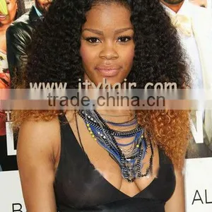 Hot Beauty 18" Afro Curl, Ombre Two Color, Brazilian Virgin Hair Full Lace Wig thumbnail-1