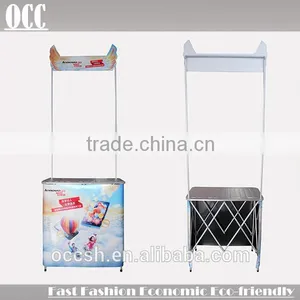 Portable Promotion Table With Top Banner Display Rack Promotion Counter Aluminum thumbnail-1