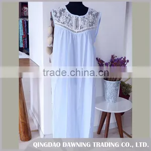Factory Price Factory Price White Cotton Plus Size Women Sleepwear Nightgown thumbnail-1