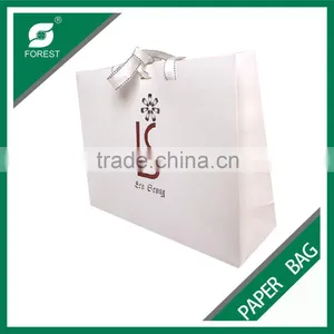 WHITE COLOR CHEAP SHOPPING KRAFT BAG WITH TISSUE HANDLE thumbnail-1