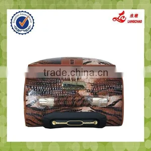 Two Wheels PU Leather Carry On Vintage Trolley Luggage thumbnail-3