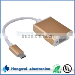 80 Centigrade VW-1 130mm Long UL Cable USB Type C to VGA Adapter With Metal Casing thumbnail-1