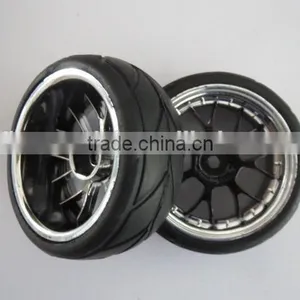 RC Chromed Tires Tyre Wheel Rim 1/10 On-Road Car Pre-glued Car Tires thumbnail-1