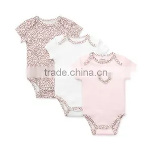 Wholesale Casual Baby Girls 100% Cotton Short Sleeve Leopard Print Rompers thumbnail-1