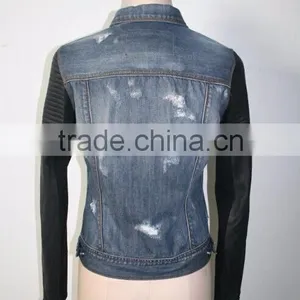 Women Spring Autumn PU Jeans Jacket Online Shopping thumbnail-3