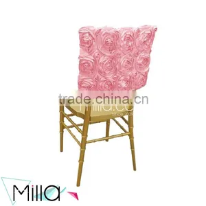 Wedding Embroidered Satin Rosette Square Top Chair Cap Covers Quality Choice thumbnail-2