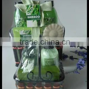 Nice Fragrance Bath Set 170ml Shower Gel Bubble Bath and 70ml Body Lotion 100g Soap Fizzer With Bamboo Basket thumbnail-2