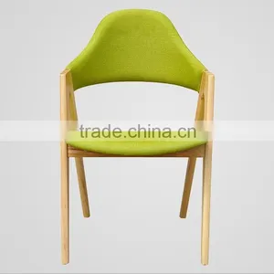 Green Color Fabric Indoor Wood Chair thumbnail-2