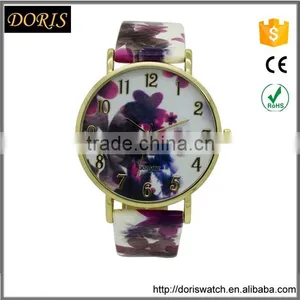 Stylish Pattern Painting Leather Strap Watches Color Wrist Watch Women Quartz Watch thumbnail-6