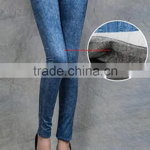 Hot Wholesale Fleece Lined Warm and Flocking Jean Type Sexy Women Thick Leggings thumbnail-1