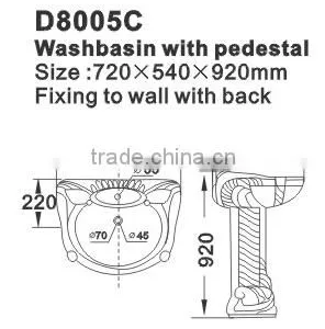 Ceramic Hot Sales MIDDLE East Standard Simple Basin With Pedestal DW8005C thumbnail-2