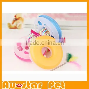 3 Colors Round Cat Toys Scratching Posts With Mouse or Leather on Top thumbnail-1