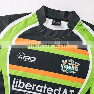 Cheap Wholesale Plain Custom Make Green Rugby Jersey Shirt Youth thumbnail-3