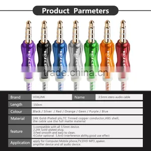 VOXLINK 1m 3-5mm-to-3-5mm-PREMIUM-Braided-Aluminium Jack Aux Stereo Audio Cable Male to Male Extension Cable thumbnail-3