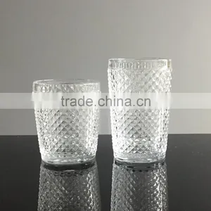 Fancy Diamond Embossed Round Leadfree Drinking Glass Tea Cup thumbnail-1