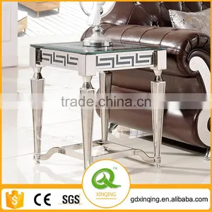 D375 Black End Table Modern Square Glass Side Table thumbnail-1