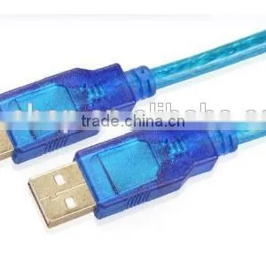 Factory Supplier USB 2.0 64 Knit Data Line Male to Male Transparant Blue Color Line thumbnail-3