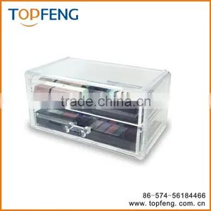 Jewelry and Cosmetic Storage Display Box , Clear Acrylic Three Drawer Cosmetic Organizer Makeup Case Holder Storage Box thumbnail-1