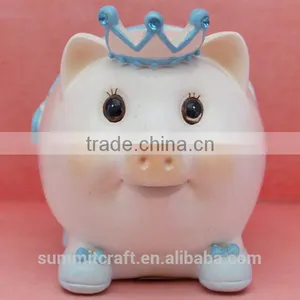 Resin Pink Pig Wearing Crown Piggy Bank Money Boxes Wholesale thumbnail-5