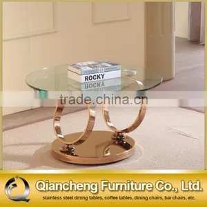 New Model Round Golden Stainless Steel Extendable Coffee Table thumbnail-1