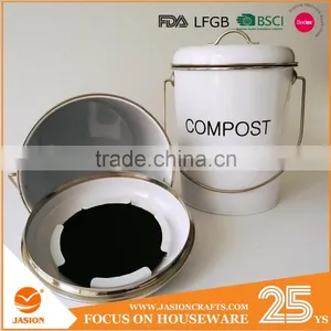 Indoor Powder-coated Steel Compost Food Waste Recycling Caddy Bin Metal Compost Bucket thumbnail-1