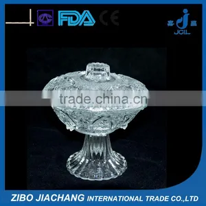 Ice Cream Salad Sugar Crystal Glass Bowl With Lid and Stand thumbnail-5