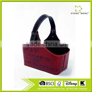 Desktop Faux Leather Magazine Holder With Buckle Handle For Home/Office/Hotel thumbnail-1