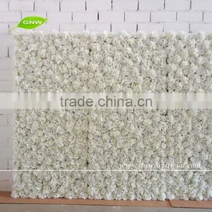 GNW 10ft Wedding Backdrop Design Panel With Artificial Wholesale Rose and Hydranges White Flower Wall Decoration thumbnail-1