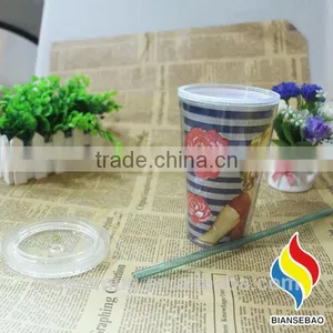 Hot Sale Paper Insert 16oz Plastic Tumbler Double Wall Drinking Mug thumbnail-6