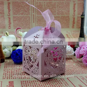 Laser Cut Customized Foldable Sweet Wedding Candy Box Romantic Paper Wedding Box thumbnail-1